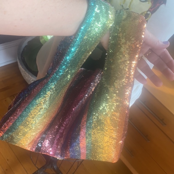 FAB rainbow Sequin Bag Purse Tote - Picture 7 of 12